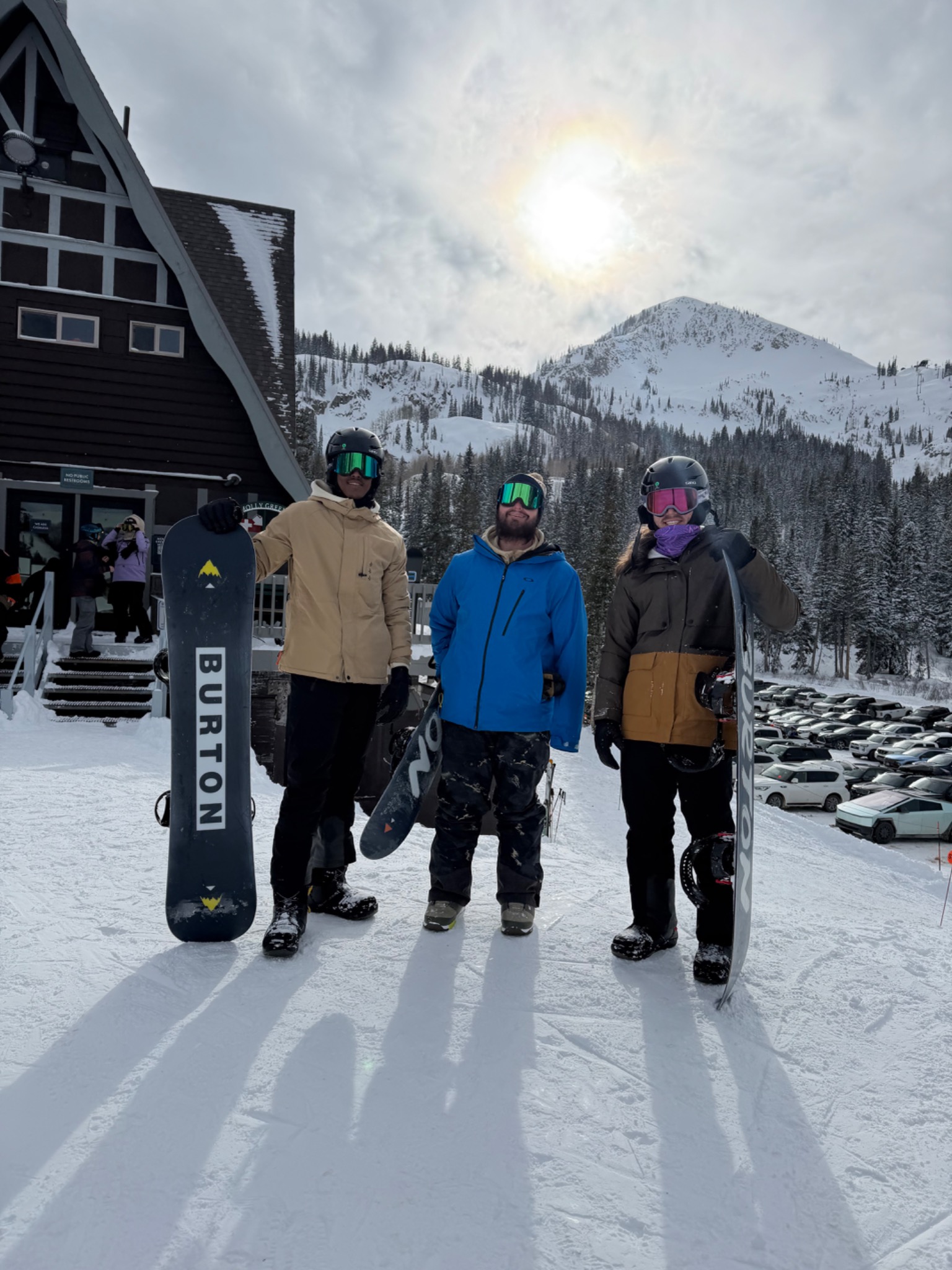 Prodigy Gold team members with snowboards during the annual team trip in Utah